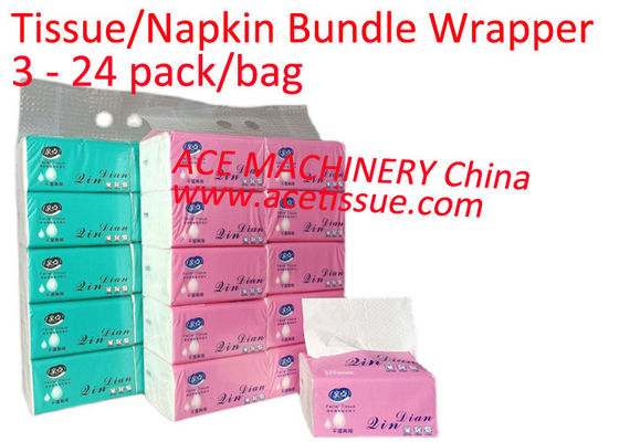 Auto Wrap Facial Tissue Packing Machine 25Pack/Minute Fault Tracked With Monitoring System