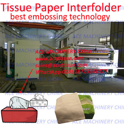 Macchinario automatico della carta del fazzoletto per il trucco di Interfold di alta velocità di progettazione di Taiwan con acciaio alla goffratura d'acciaio